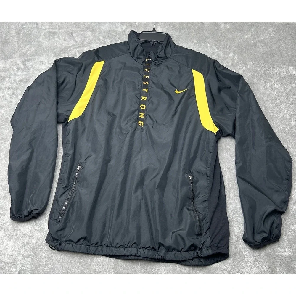 Nike Livestrong Jacket Mens XL Vintage Y2K Swoosh Half Zip Pullover Jacket